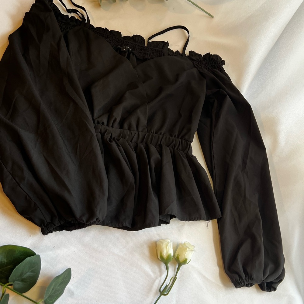 Elegant Black Off-Shoulder Women's Top
